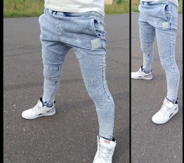 Spodnie slim NUNU Joggery rurki Jeans Blue