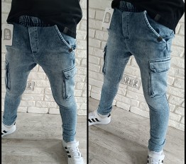 All For Kids Spodnie Jeans Bojówki niebieskie