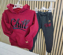 Komplet ocieplany Chill Bluza + Spodnie bordo MiMi