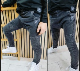 Spodnie zakładka jeans NUNU Dark Black